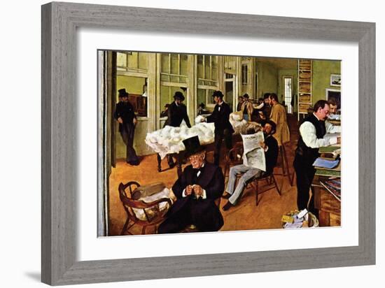 The Cotton Exchange-Edgar Degas-Framed Art Print