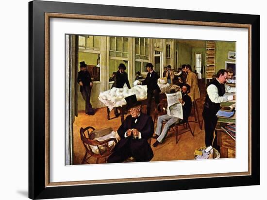 The Cotton Exchange-Edgar Degas-Framed Art Print