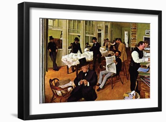 The Cotton Exchange-Edgar Degas-Framed Art Print