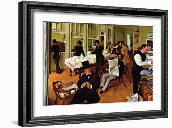 The Cotton Exchange-Edgar Degas-Framed Art Print