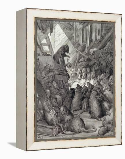 The Council Held by the Rats, from the Fables of La Fontaine, Engraved by Antoine Valerie…-Gustave Doré-Framed Premier Image Canvas