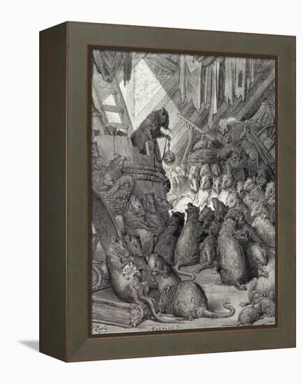 The Council Held by the Rats, from the Fables of La Fontaine, Engraved by Antoine Valerie…-Gustave Doré-Framed Premier Image Canvas