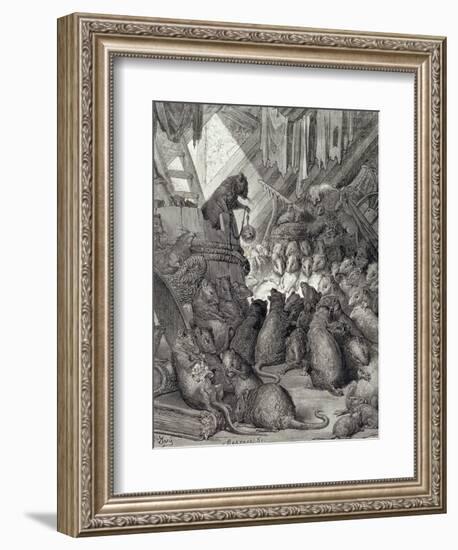 The Council Held by the Rats, from the Fables of La Fontaine, Engraved by Antoine Valerie…-Gustave Doré-Framed Giclee Print