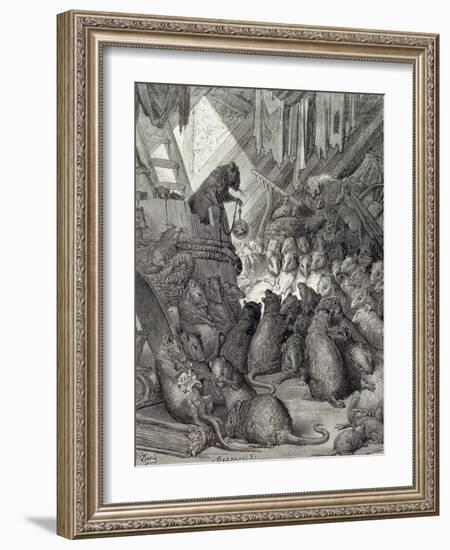 The Council Held by the Rats, from the Fables of La Fontaine, Engraved by Antoine Valerie…-Gustave Doré-Framed Giclee Print