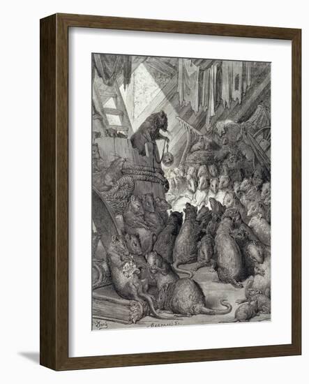 The Council Held by the Rats, from the Fables of La Fontaine, Engraved by Antoine Valerie…-Gustave Doré-Framed Giclee Print