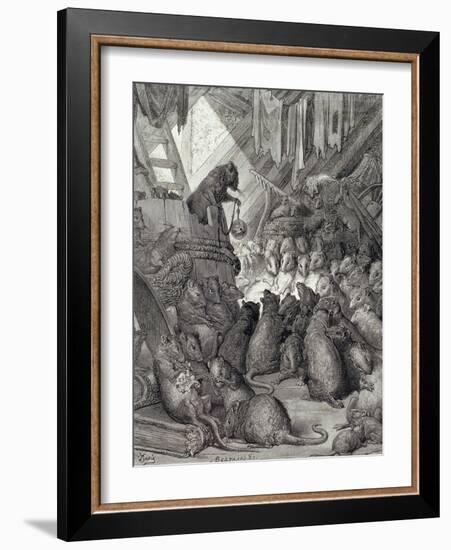 The Council Held by the Rats, from the Fables of La Fontaine, Engraved by Antoine Valerie…-Gustave Doré-Framed Giclee Print