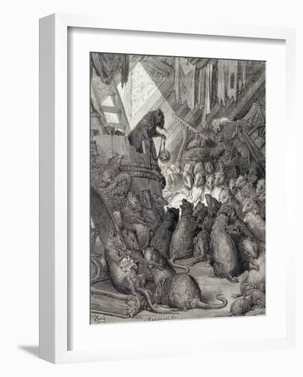 The Council Held by the Rats, from the Fables of La Fontaine, Engraved by Antoine Valerie…-Gustave Doré-Framed Giclee Print