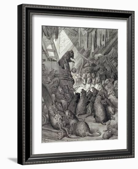 The Council Held by the Rats, from the Fables of La Fontaine, Engraved by Antoine Valerie…-Gustave Doré-Framed Giclee Print