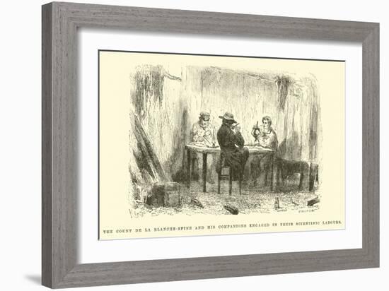 The Count De La Blanche-Epine and His Companions Engaged in their Scientific Labours-Édouard Riou-Framed Giclee Print