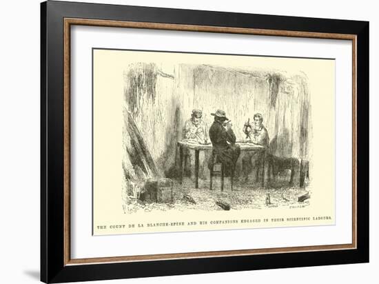 The Count De La Blanche-Epine and His Companions Engaged in their Scientific Labours-Édouard Riou-Framed Giclee Print