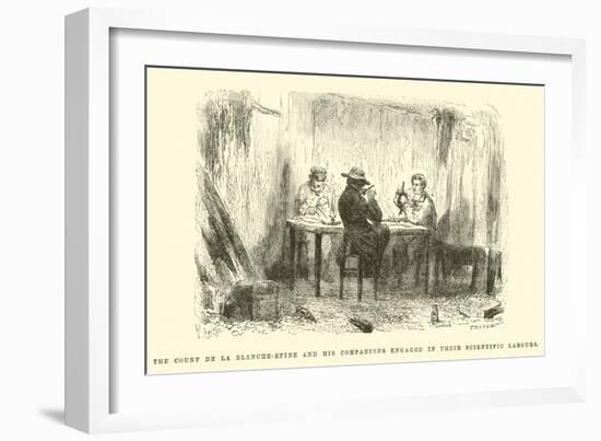 The Count De La Blanche-Epine and His Companions Engaged in their Scientific Labours-Édouard Riou-Framed Giclee Print