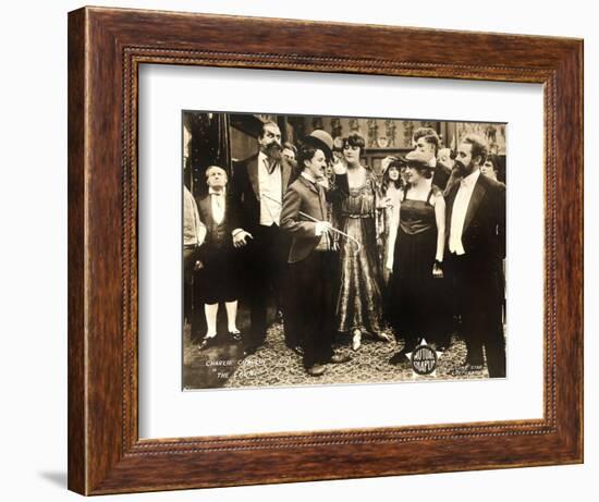 THE COUNT, foreground left: Charlie Chaplin, foreground second from right: Edna Purviance, 1916.-null-Framed Premium Giclee Print