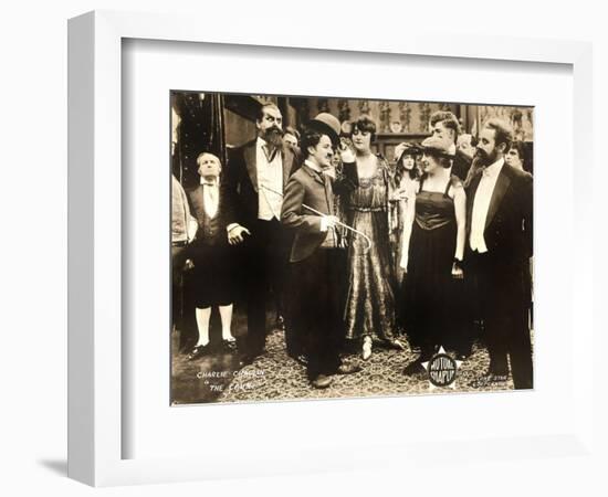 THE COUNT, foreground left: Charlie Chaplin, foreground second from right: Edna Purviance, 1916.-null-Framed Premium Giclee Print