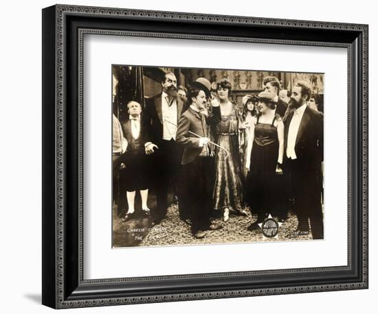 THE COUNT, foreground left: Charlie Chaplin, foreground second from right: Edna Purviance, 1916.-null-Framed Premium Giclee Print