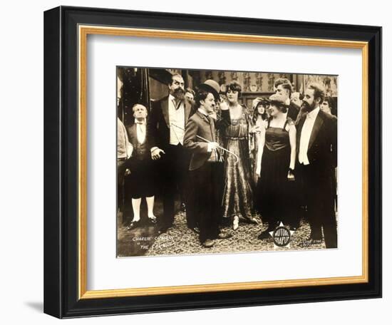 THE COUNT, foreground left: Charlie Chaplin, foreground second from right: Edna Purviance, 1916.-null-Framed Premium Giclee Print