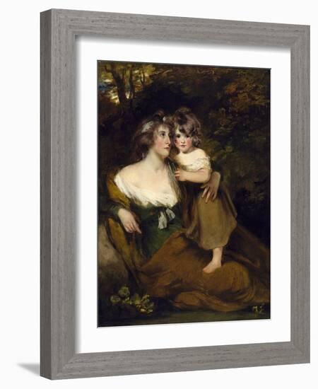 The Countess of Darnley and Her Daughter, Lady Elizabeth Bligh, C.1795 (Oil on Canvas)-John Hoppner-Framed Giclee Print