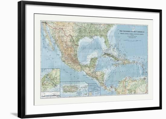 The Countries of the Carribean-The Vintage Collection-Framed Giclee Print