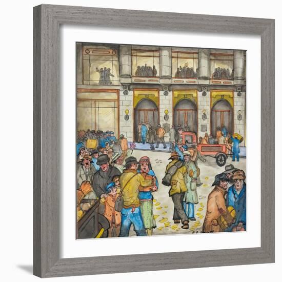 The County-City Building under Siege by Unemployed Demanding Work-Ronald Ginther-Framed Giclee Print