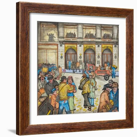 The County-City Building under Siege by Unemployed Demanding Work-Ronald Ginther-Framed Giclee Print