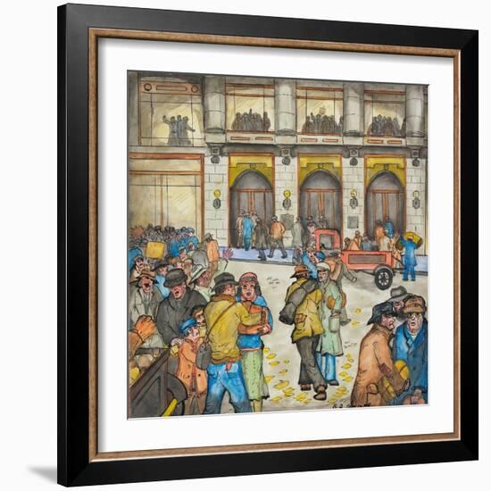 The County-City Building under Siege by Unemployed Demanding Work-Ronald Ginther-Framed Giclee Print