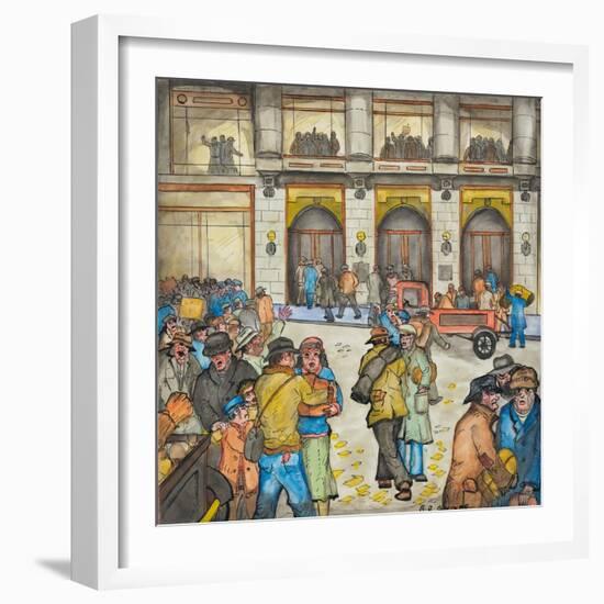 The County-City Building under Siege by Unemployed Demanding Work-Ronald Ginther-Framed Giclee Print