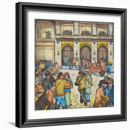 The County-City Building under Siege by Unemployed Demanding Work-Ronald Ginther-Framed Giclee Print