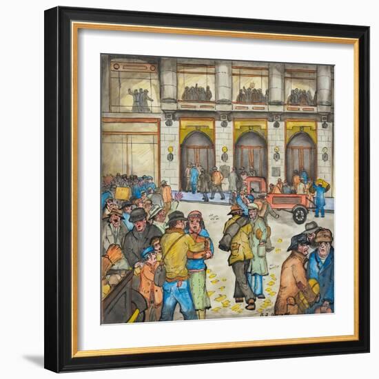 The County-City Building under Siege by Unemployed Demanding Work-Ronald Ginther-Framed Giclee Print