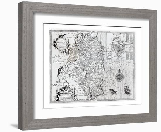 The County of Leinster with the City of Dublin Described, engraved by Jodocus Hondius-John Speed-Framed Giclee Print