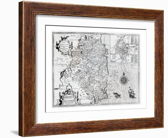 The County of Leinster with the City of Dublin Described, engraved by Jodocus Hondius-John Speed-Framed Giclee Print