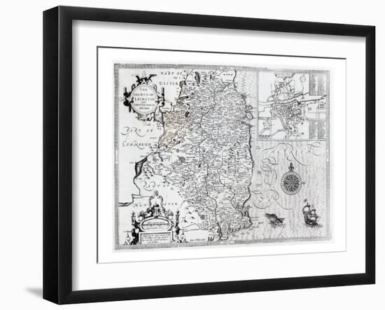 The County of Leinster with the City of Dublin Described, engraved by Jodocus Hondius-John Speed-Framed Giclee Print