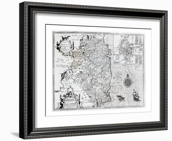 The County of Leinster with the City of Dublin Described, engraved by Jodocus Hondius-John Speed-Framed Giclee Print