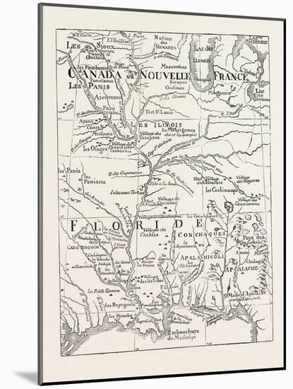 The Course of the Mississippi. from the Map of North America by De Lisle, 1703Usa, 1870S-null-Mounted Giclee Print