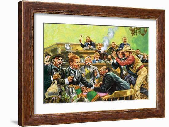 The Court Case of Temple Lee Houston Turned into a Running Gun Battle-Harry Green-Framed Giclee Print