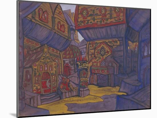The Court of Prince Vladimir Galitsky, Stage Design for the Opera Prince Igor by A. Borodin, 1914-Nicholas Roerich-Mounted Giclee Print