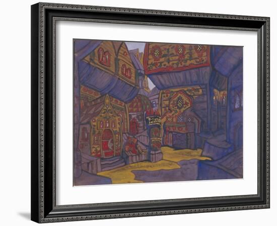 The Court of Prince Vladimir Galitsky, Stage Design for the Opera Prince Igor by A. Borodin, 1914-Nicholas Roerich-Framed Giclee Print