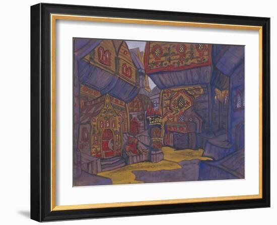 The Court of Prince Vladimir Galitsky, Stage Design for the Opera Prince Igor by A. Borodin, 1914-Nicholas Roerich-Framed Giclee Print