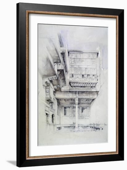 The Court of the House of the Artist, Cairo-John Frederick Lewis-Framed Giclee Print