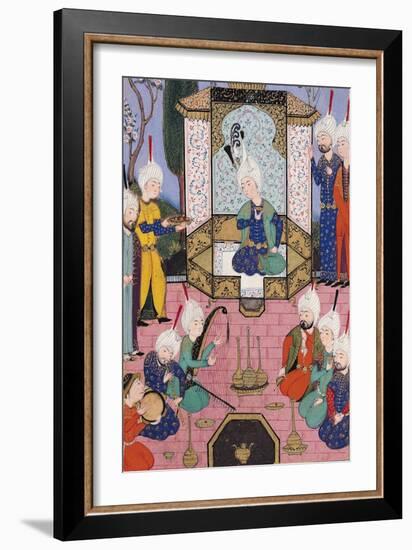 The Court of the Sultan, Illustration from "The Divan of Sultan Husayn Bayqara", circa 1540--Framed Giclee Print