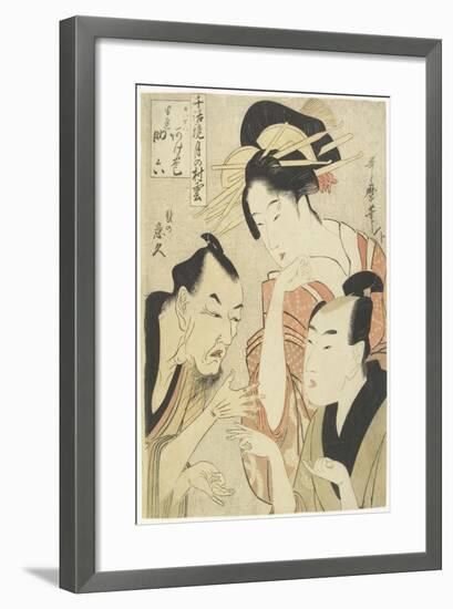 The Courtesan Agemaki, the Chivalrous Guy Sukeroku, Ikyu with Beard, 1798-1800-Kitagawa Utamaro-Framed Giclee Print