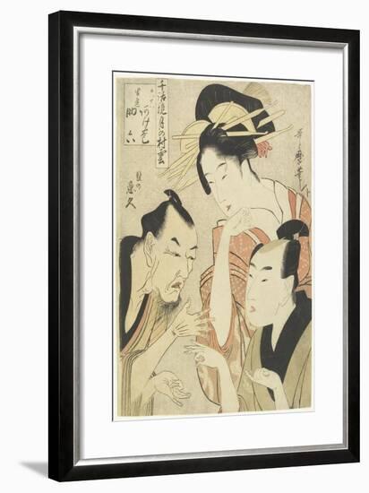 The Courtesan Agemaki, the Chivalrous Guy Sukeroku, Ikyu with Beard, 1798-1800-Kitagawa Utamaro-Framed Giclee Print