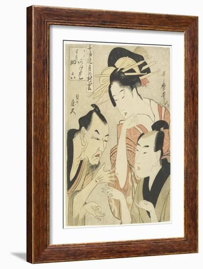 The Courtesan Agemaki, the Chivalrous Guy Sukeroku, Ikyu with Beard, 1798-1800-Kitagawa Utamaro-Framed Giclee Print