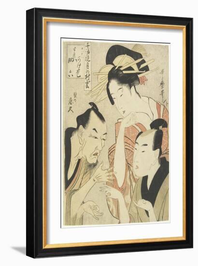 The Courtesan Agemaki, the Chivalrous Guy Sukeroku, Ikyu with Beard, 1798-1800-Kitagawa Utamaro-Framed Giclee Print