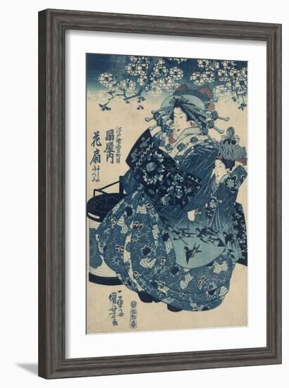 The Courtesan Hanao of Ogi-ya-Kuniyoshi Utagawa-Framed Giclee Print