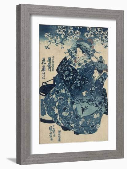 The Courtesan Hanao of Ogi-ya-Kuniyoshi Utagawa-Framed Giclee Print