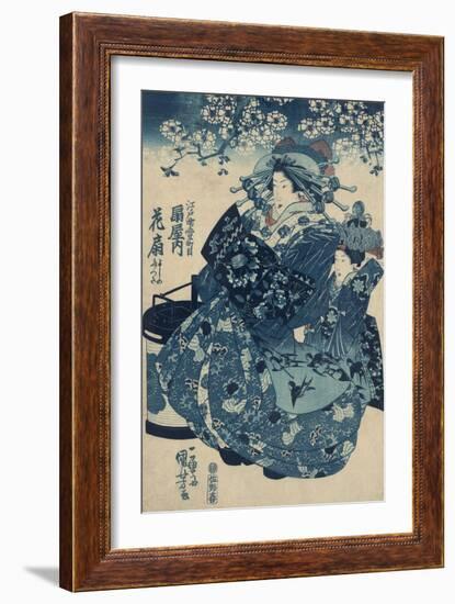 The Courtesan Hanao of Ogi-ya-Kuniyoshi Utagawa-Framed Giclee Print