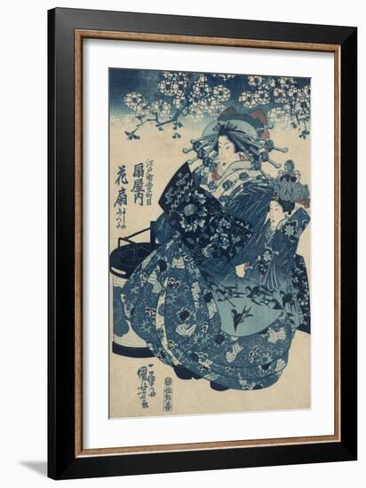 The Courtesan Hanao of Ogi-ya-Kuniyoshi Utagawa-Framed Giclee Print