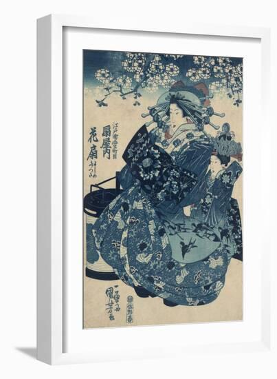 The Courtesan Hanao of Ogi-ya-Kuniyoshi Utagawa-Framed Giclee Print