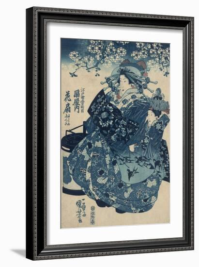 The Courtesan Hanao of Ogi-ya-Kuniyoshi Utagawa-Framed Giclee Print