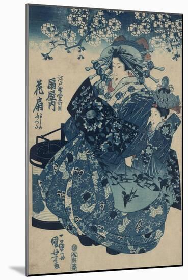 The Courtesan Hanao of Ogi-Ya-Utagawa Kuniyoishi-Mounted Art Print