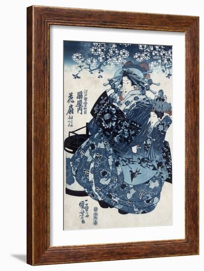 The Courtesan Hanao of Ogiya, Japanese Wood-Cut Print-Lantern Press-Framed Art Print